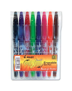 Pilot FriXion 0.7 mm Fine Stick Erasable Roller Gel Pens, Assorted, 8-Pack