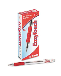 Pilot EasyTouch 1 mm Medium Stick Ballpoint Pens, Red, 12-Pack