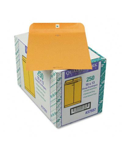 Quality Park 10" x 13" Side Seam #97 28lb Clasp Envelope, Brown Kraft, 250/Box