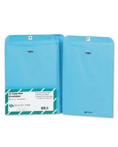 Quality Park 9" x 12" #90 Fashion Color Clasp Envelope, Blue, 10/Pack