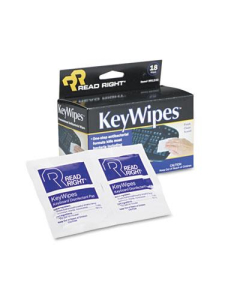 Read Right KeyWipes Keyboard & Hand Cleaner Wet Wipes Box, 18 Wipes