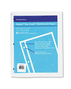 National Brand 8-1/2" x 11", 100-Sheets, Unruled Rip Proof Reinforced Filler Paper