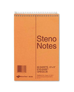National Brand 6" X 9" 60-Sheet Gregg Rule Steno Notepad, Green Paper