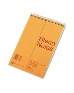 National Brand 6" X 9" 80-Sheet Gregg Rule Steno Notepad, Green Paper