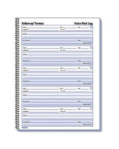 Rediform 8" x 10" 500-Page Voice Mail Wirebound Log Book