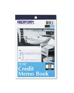 Rediform 5-1/2" x 7-7/8" 50-Page 3-Part Carbonless Credit Memo Book
