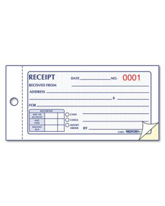 Rediform 2-3/4" x 5" 50-Page Small Money Receipt Book