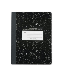 Roaring Spring 7-1/2" X 9-3/4" 100-Sheet Wide Rule Composition Book, Black Marble Cover