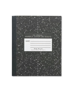 Roaring Spring 7" X 8-1/2" 36-Sheet Wide Rule Composition Book, Black Marble Cover