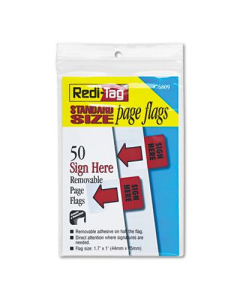 Redi-Tag 1-7/10" x 1" "Sign Here" Removable Page Flags, Red, 50 Flags/Pack