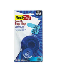 Redi-Tag 9/16" x 1-3/4" "Sign Here" Message Arrow Page Flags, Blue, 120 Flags/Pack