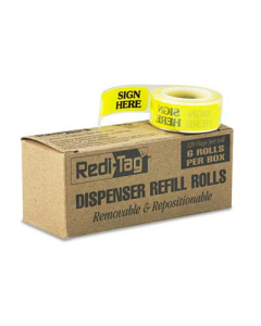 Redi-Tag 9/16" x 1-3/4" "Sign Here" Message Right Arrow Flags, Yellow, 720 Flags/Pack