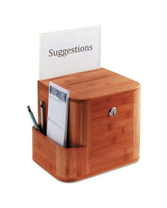 Safco Suggestion Boxes, 10" W x 8" H x 14" D, Cherry Bamboo