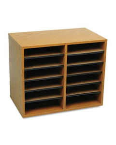 Safco 12-Section Adjustable Wood and Fiberboard Literature Sorter, Oak
