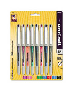 Uni-ball Vision Needle 0.7 mm Fine Stick Roller Ball Pens, Assorted, 8-Pack