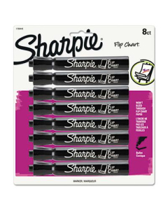 Sharpie Flip Chart Marker, Bullet Tip, Black, 8-Pack
