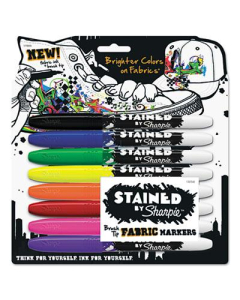 Sharpie Stained Permanent Fabric Marker, Brush Tip, Assorted, 8-Pack