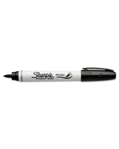 Sharpie Permanent Marker, Brush Tip, Black, 12-Pack