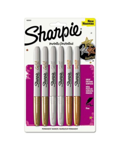 Sharpie Metallic Permanent Marker, Bullet Tip, Assorted, 6-Pack