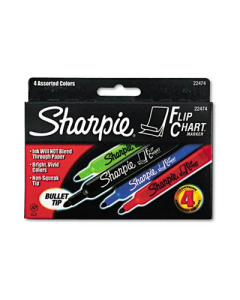Sharpie Flip Chart Marker, Bullet Tip, Assorted, 4-Pack