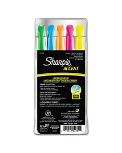 Sharpie Accent Pocket Chisel Tip Highlighter, Assorted, 5-Pack