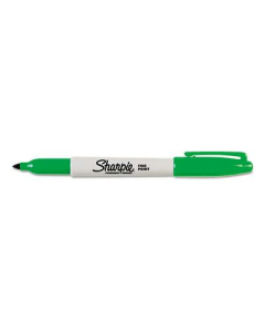 Sharpie Permanent Marker, Fine Point, Green, 12-Pack