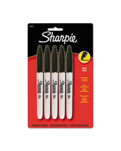Sharpie Fine Tip Permanent Marker, Fine Tip, Black, 5-Pack