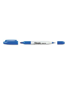 Sharpie Twin-Tip Permanent Marker, Fine/Ultra Fine Point, Blue