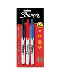 Sharpie Retractable Permanent Marker, Fine Tip, Assorted, 3-Pack