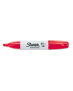 Sharpie Permanent Marker, Chisel Tip, Red, 12-Pack
