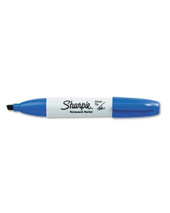 Sharpie Permanent Marker, Chisel Tip, Blue, 12-Pack