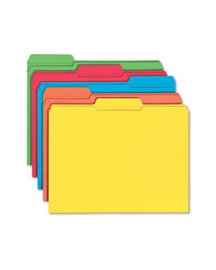 Smead Reinforced 1/3 Cut Top Tab Letter File Folder, Assorted, 100/Box