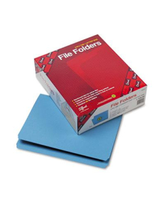 Smead Reinforced Straight Cut Top Tab Letter File Folder, Blue, 100/Box