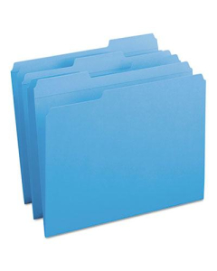 Smead Reinforced 1/3 Cut Top Tab Letter File Folder, Blue, 100/Box