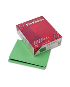 Smead Reinforced Straight  Cut Top Tab Letter File Folder, Green, 100/Box