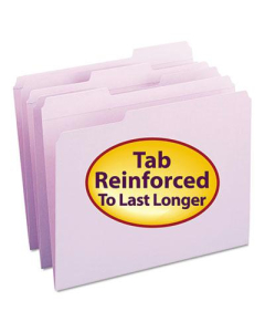 Smead Reinforced 1/3 Cut Top Tab Letter File Folder, Lavender, 100/Box