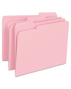 Smead 1/3 Cut Top Tab Letter File Folder, Pink, 100/Box