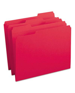 Smead Reinforced 1/3 Cut Top Tab Letter File Folder, Red, 100/Box