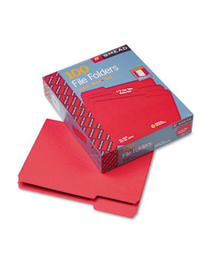 Smead 1/3 Cut Top Tab Letter File Folder, Red, 100/Box