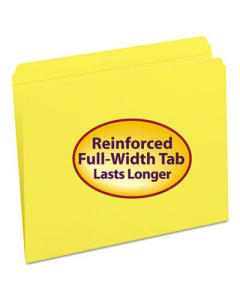 Smead Reinforced Straight Cut Top Tab Letter File Folder, Yellow, 100/Box