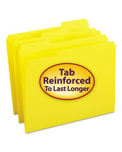 Smead Reinforced 1/3 Cut Top Tab Letter File Folder, Yellow, 100/Box