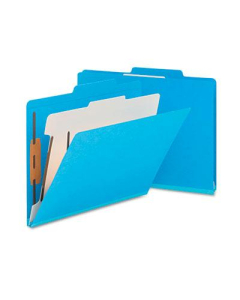Smead 4-Section Letter 14-Point Stock Classification Folders, Blue, 10/Box