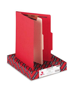 Smead 4-Section Letter 14-Point Stock Classification Folders, Red, 10/Box