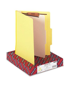 Smead 4-Section Letter 14-Point Stock Classification Folders, Yellow, 10/Box
