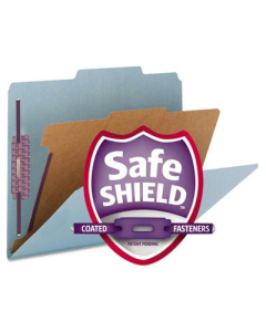 Smead 4-Section Letter 23-Point Pressboard Classification Folders, Blue, 10/Box