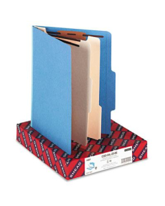 Smead 6-Section Letter 14-Point Stock Classification Folders, Blue, 10/Box