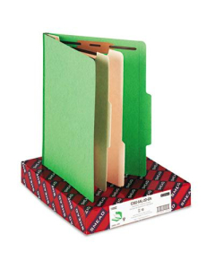 Smead 6-Section Letter 14-Point Stock Classification Folders, Green, 10/Box