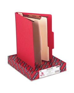 Smead 6-Section Letter 14-Point Stock Classification Folders, Red, 10/Box