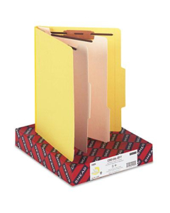 Smead 6-Section Letter 14-Point Stock Classification Folders, Yellow, 10/Box