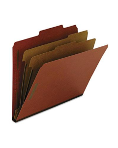 Smead Recycled 6-Section Letter 25-Point Pressboard Classification Folders, Red, 10/Box